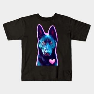 Black German Shepherd Heart for Dog Lovers Kids T-Shirt